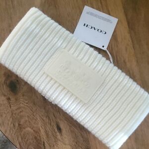 Coach Cream Ribbed Knit Headband
